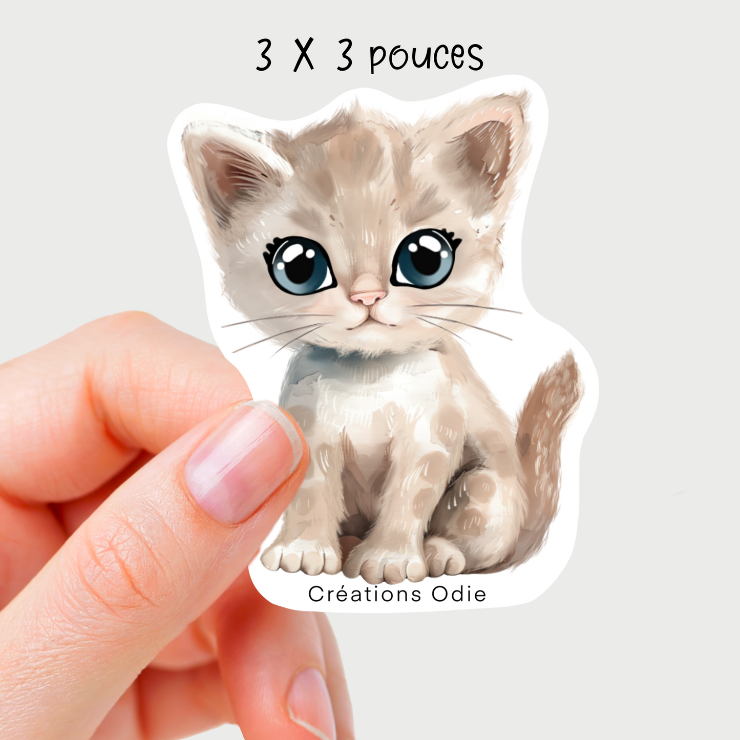 Autocollant vinyle Chaton beige