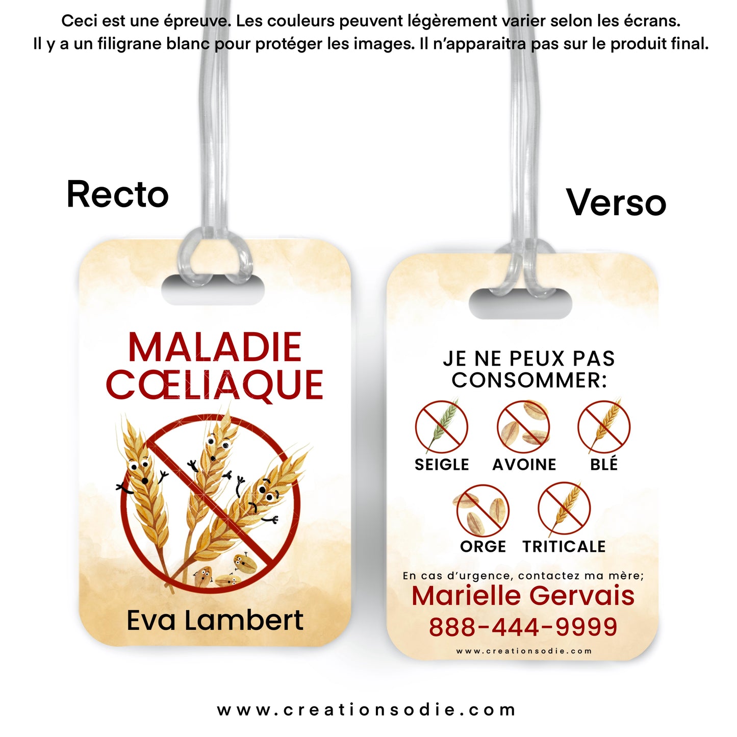 Étiquette d’alerte - Maladie Coeliaque