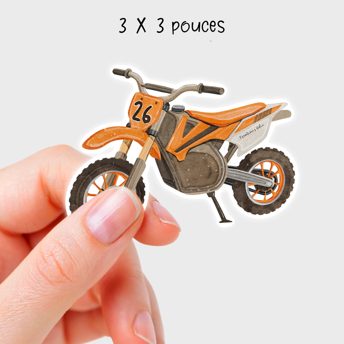 Autocollant vinyle Motocross orange