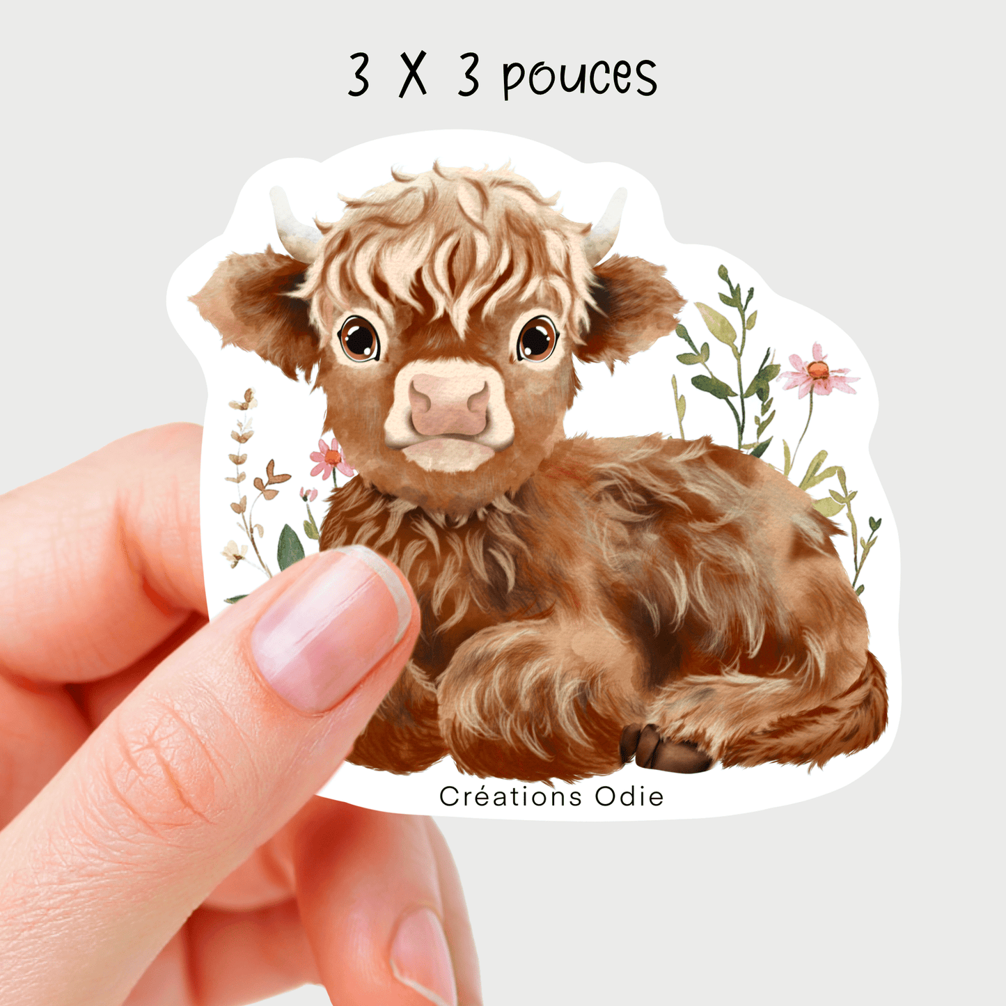 Autocollant vinyle Vache highland - Autocollants - Créations Odie