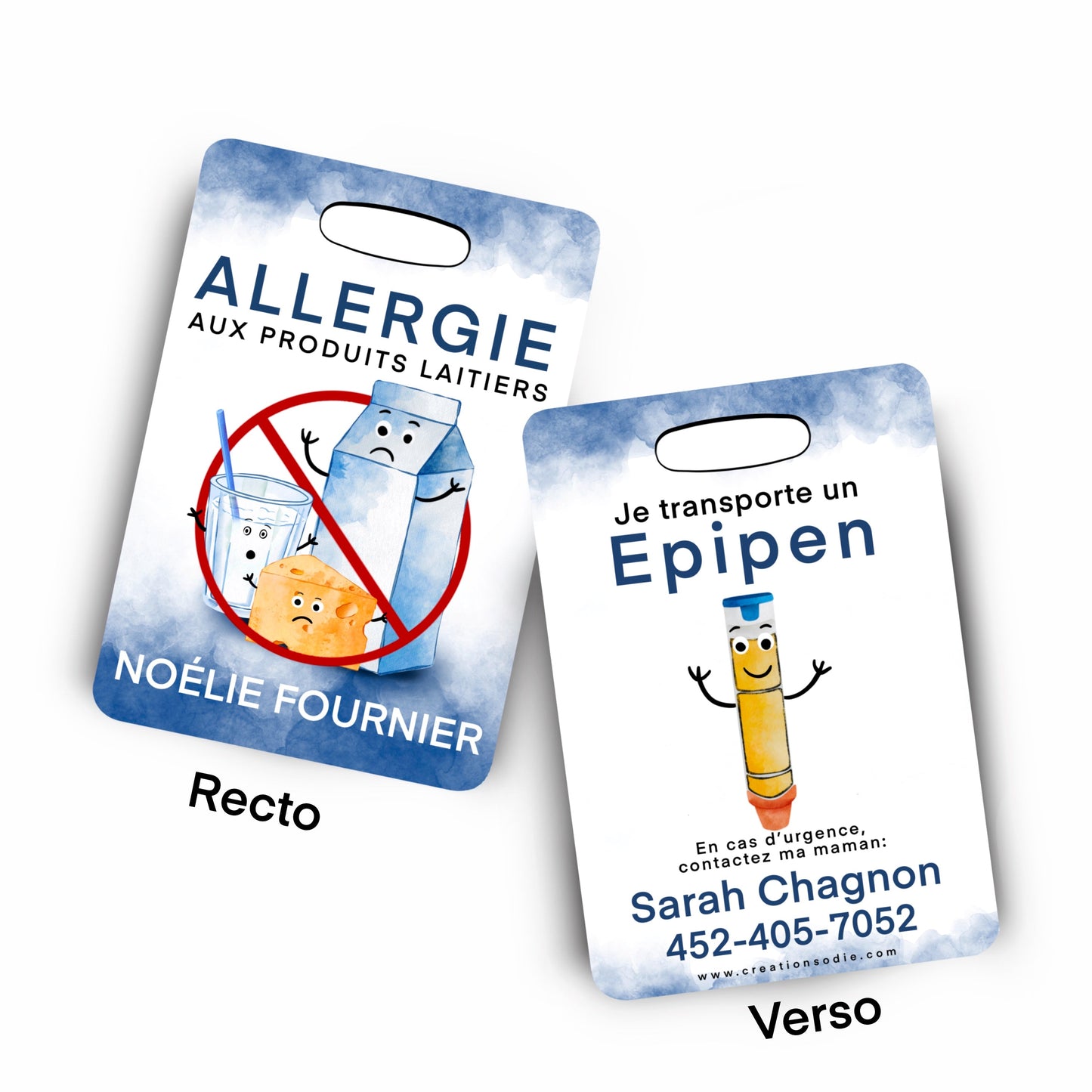 Étiquette d’alerte - Allergie aux produits laitiers - Créations Odie