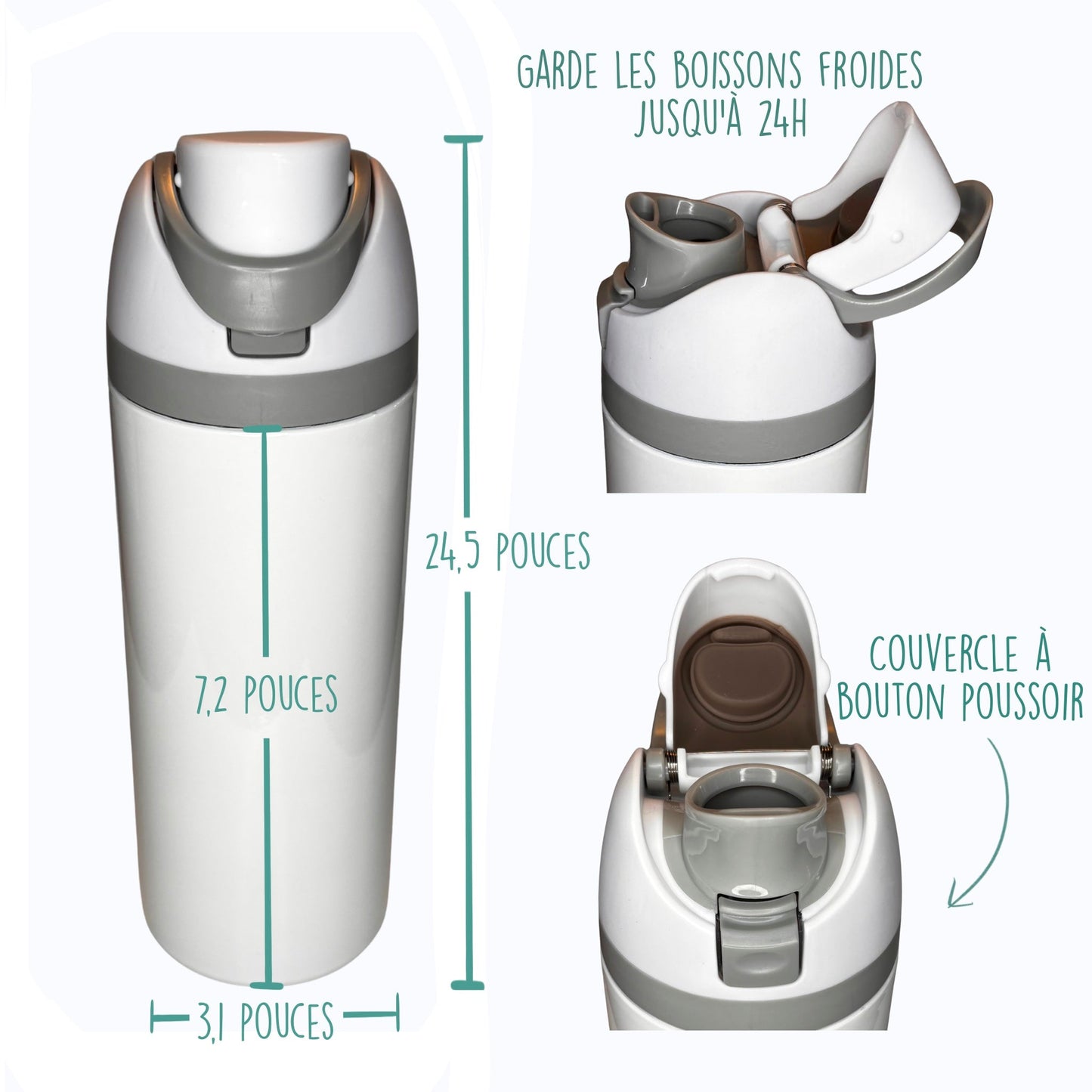 Gourde thermos - Machineries - Verre isotherme - Créations Odie