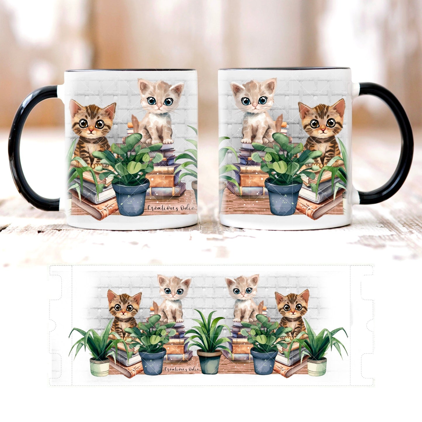 Tasse Les petits chats sur des livres - Tasse - Créations Odie