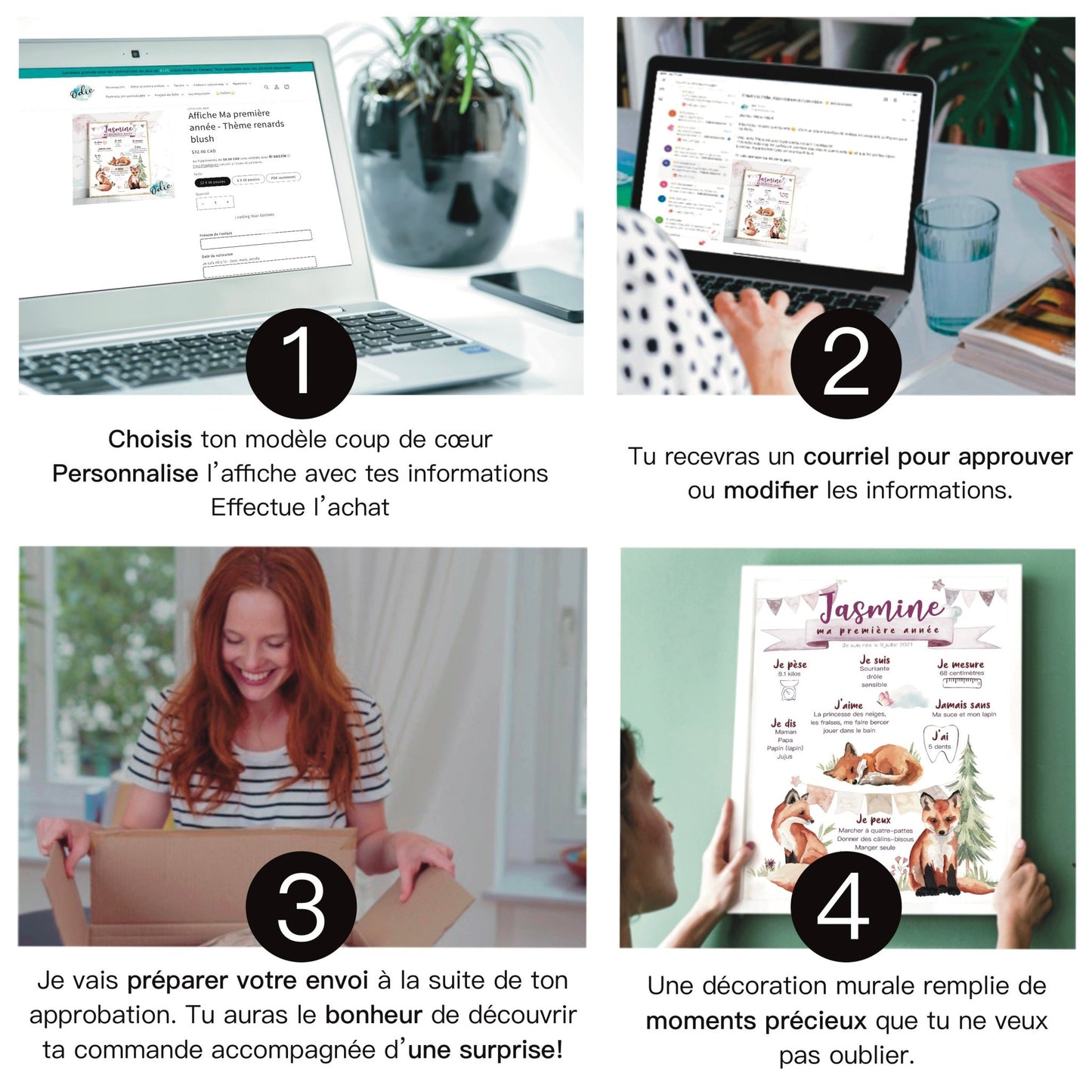 Affiche Ma première année - Thème petits chats - Bébés et tout-petits - Créations Odie