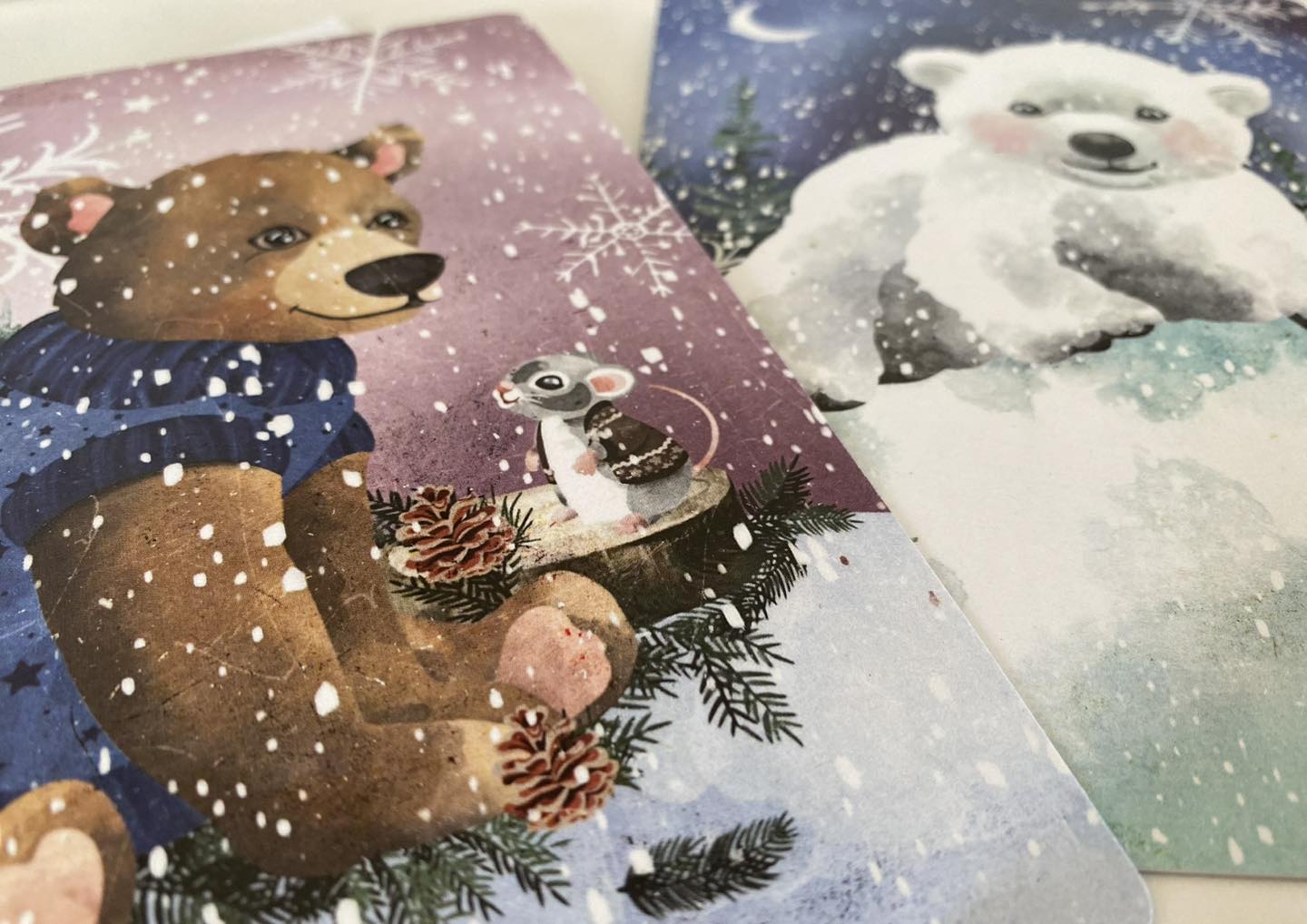 Carte - Duo ourson en hiver - Carte de voeux - Créations Odie