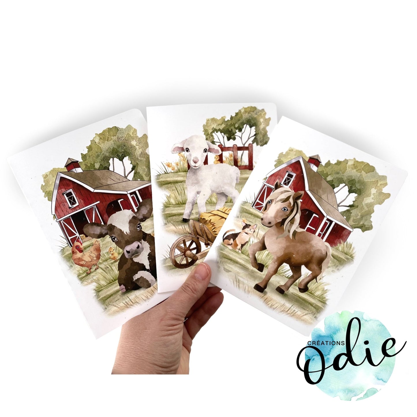 Carte - Trio les animaux de la ferme - Carte de voeux - Créations Odie