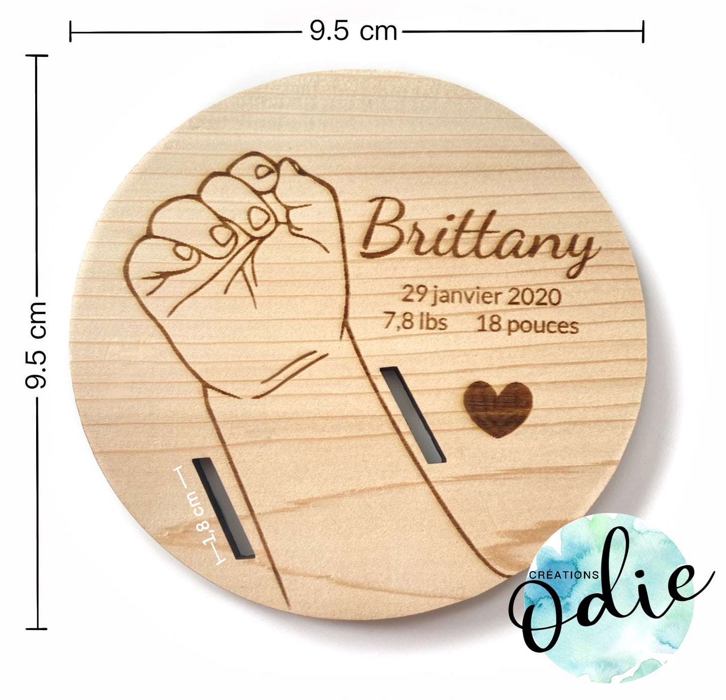 Porte-bracelet de naissance - Motif neutre - Affichette ne pas toucher - Créations Odie