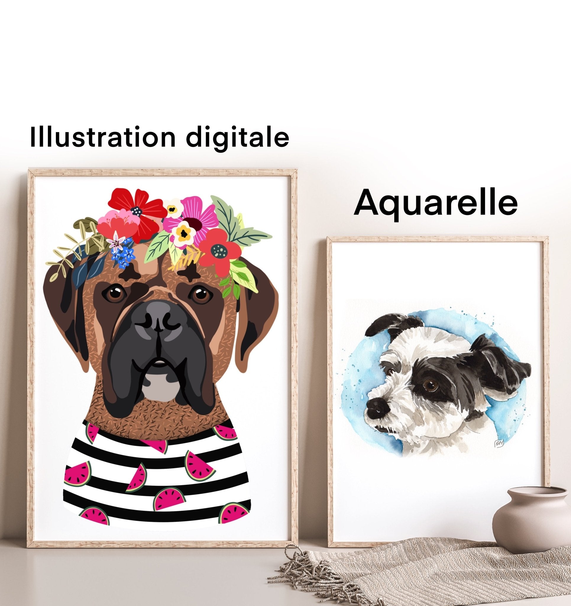 Portrait personnalisé numérique, animaux de compagnies, familles & proches  : affiche par akoandart