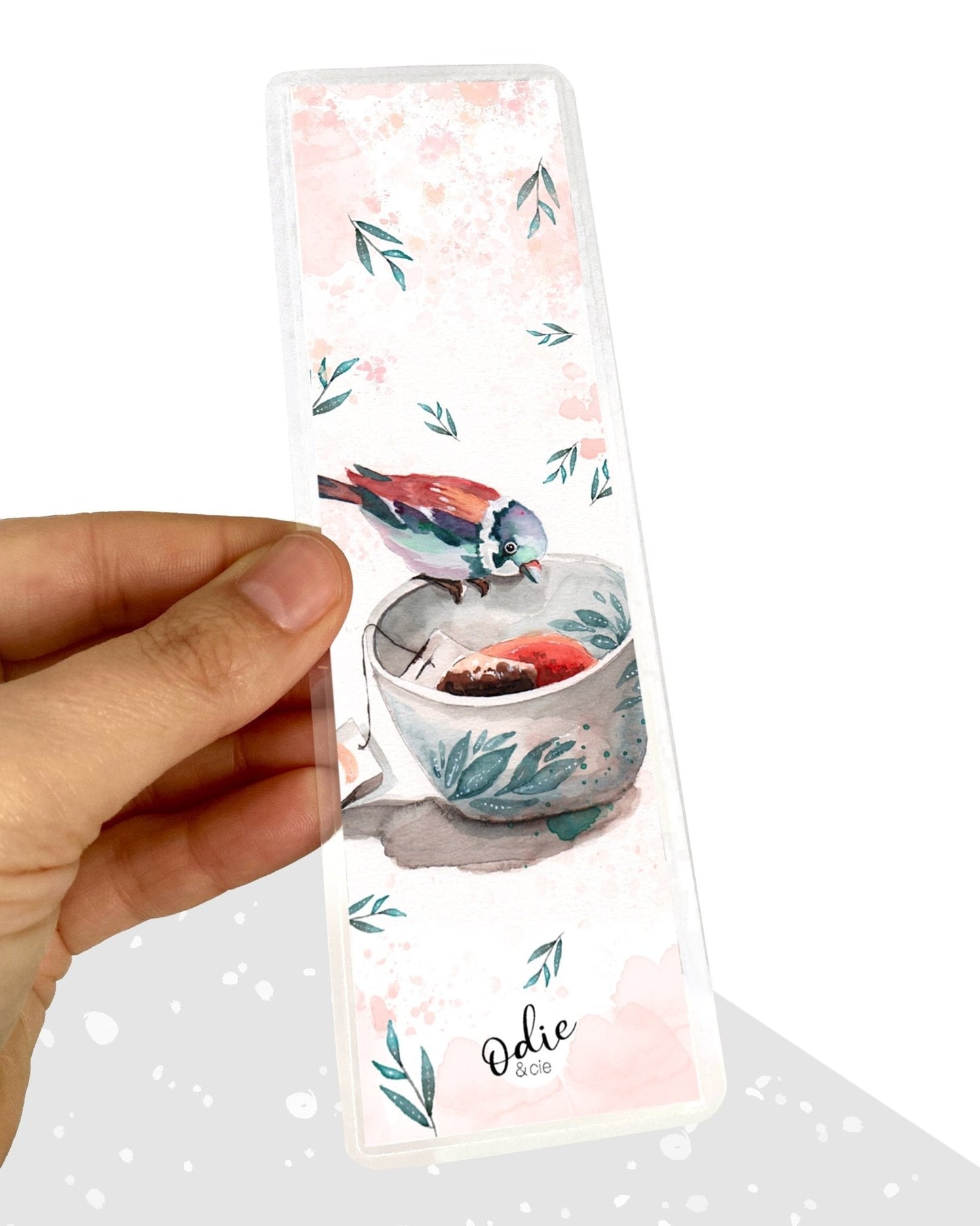 Signet - Oiseau sur une tasse de thé - Signet - Créations Odie