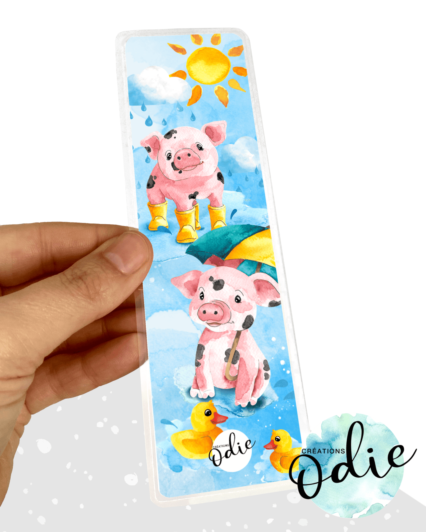 Signet - Porcelets sous la pluie - Signet - Créations Odie