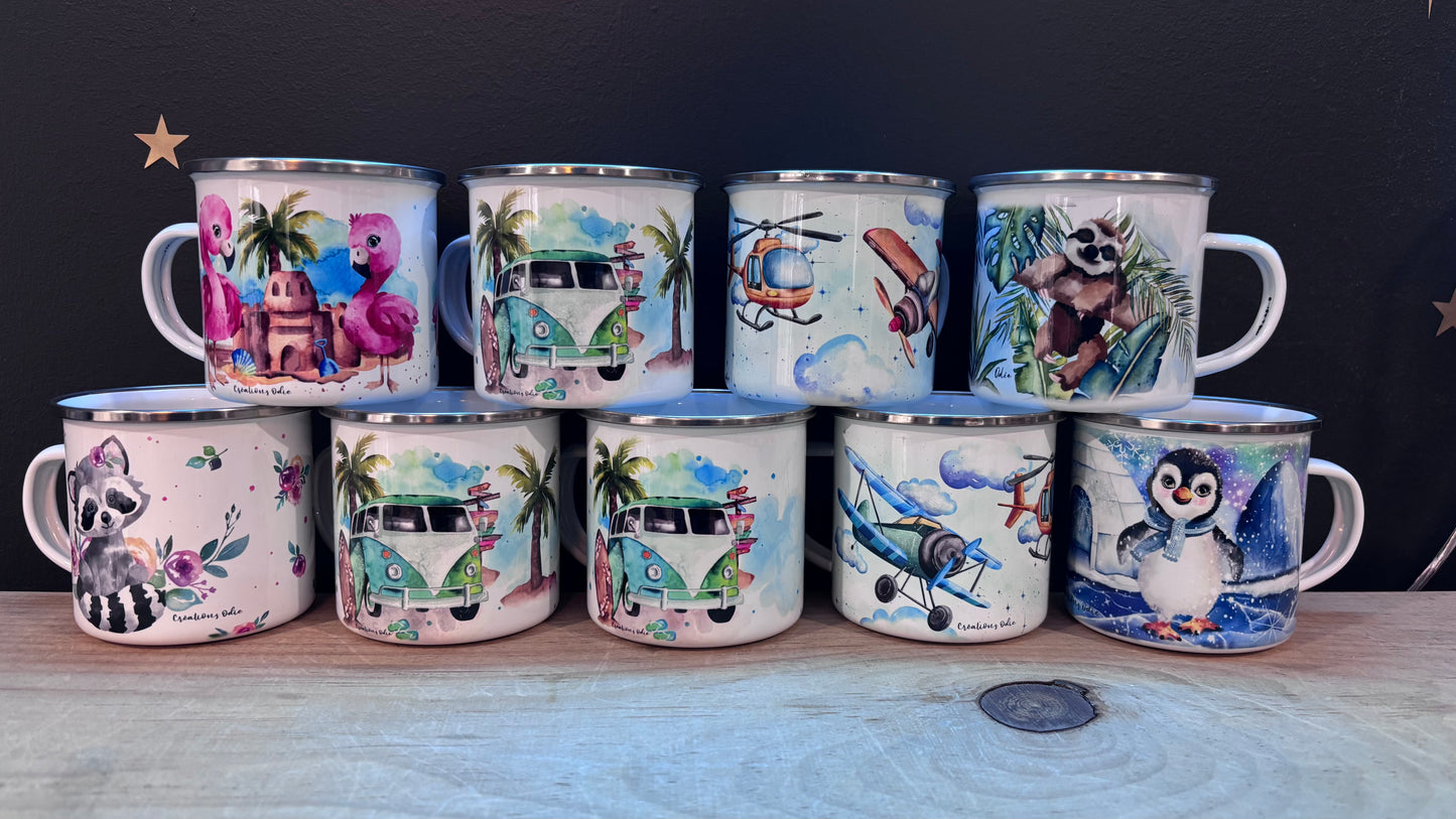 Tasses acier émaillés