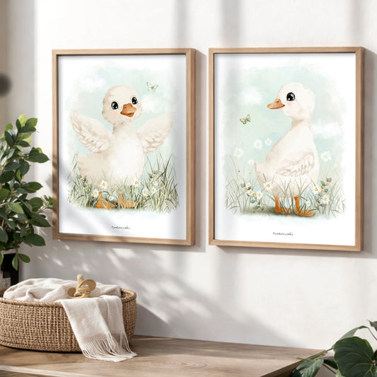 Affiche - De petites oies dans le pré