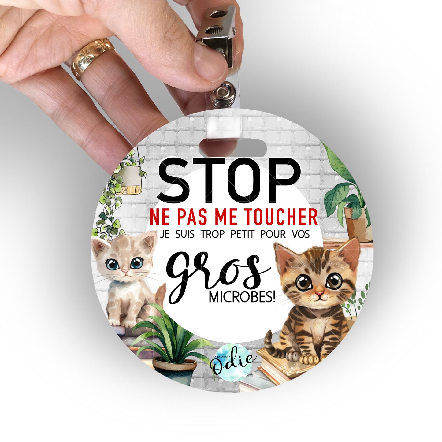Affichette de protection pour bébé avec message Stop, ne pas me toucher – design chatons mignons, parfait pour poussette ou coquille