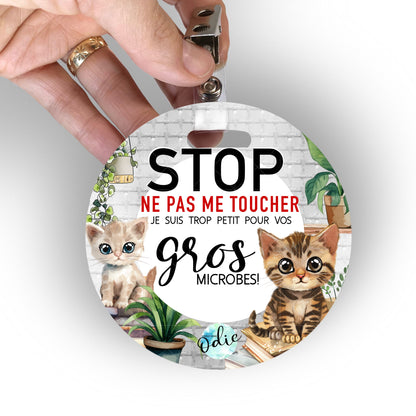 Affichette de protection pour bébé avec message Stop, ne pas me toucher – design chatons mignons, parfait pour poussette ou coquille