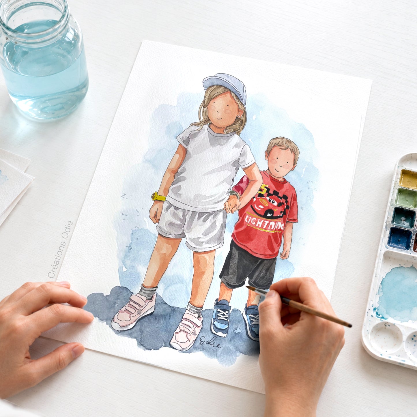 Custom Watercolor Portrait from Photo – Personalized Family or Pet Illustration
