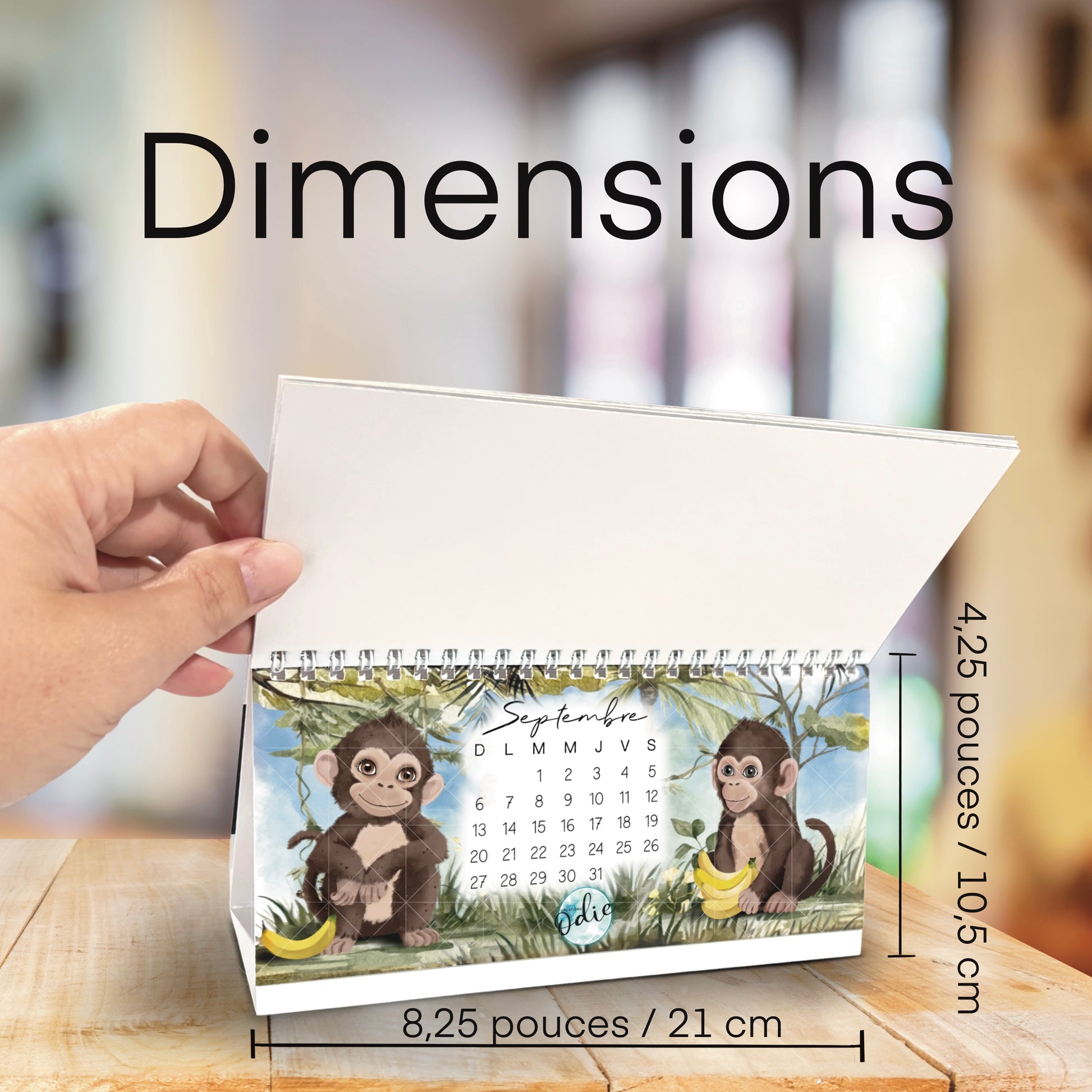 Calendrier spiralé 2026 illustré – Créations Odie, fait au Québec.