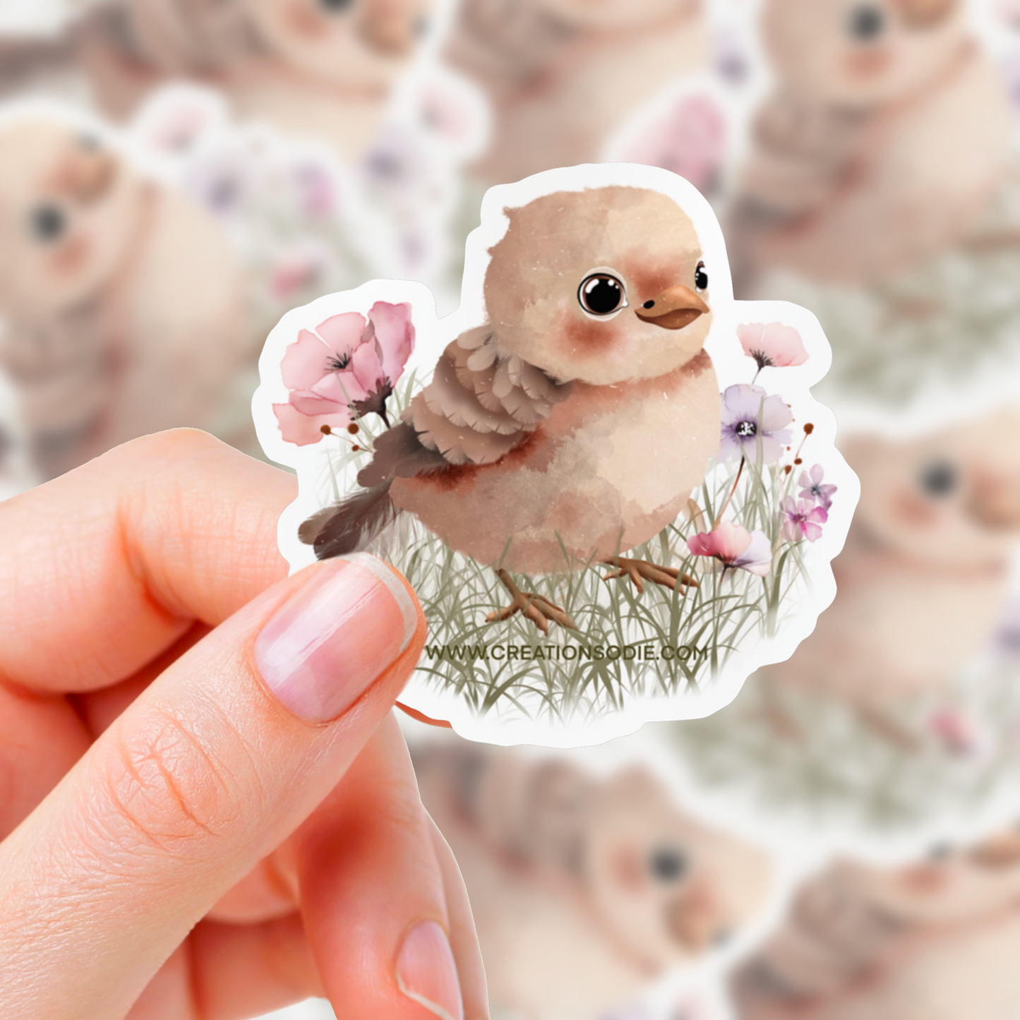 Autocollant vinyle Oiseau dans le pré