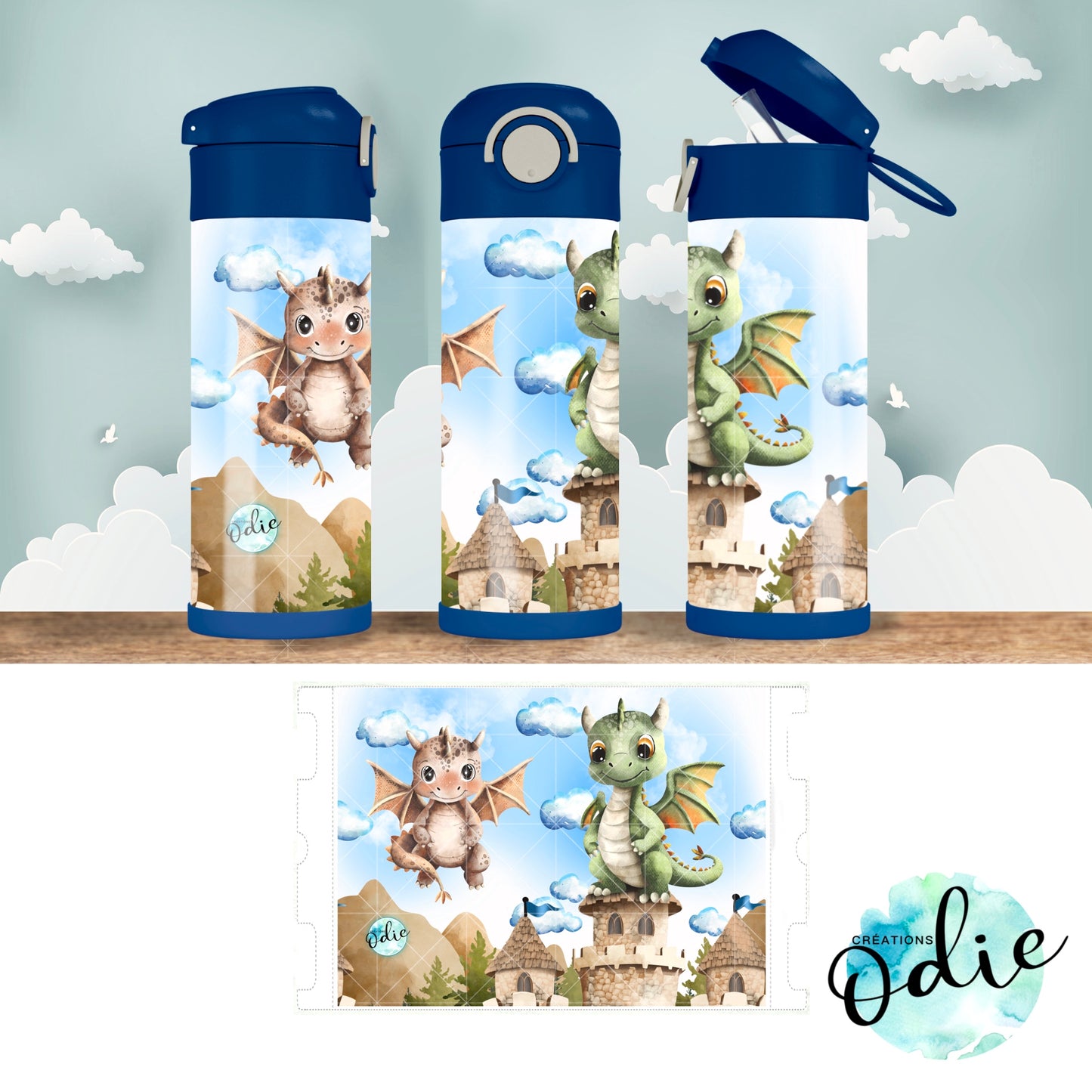 Gourde thermos - Les petits dragons