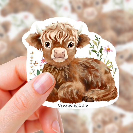 Autocollant vinyle Vache highland