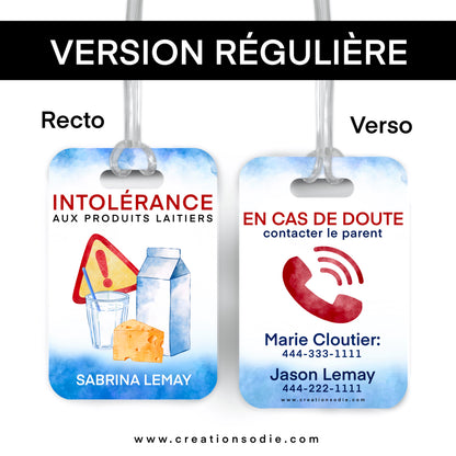 Étiquette d’alerte - Intolérance - Personnalisable