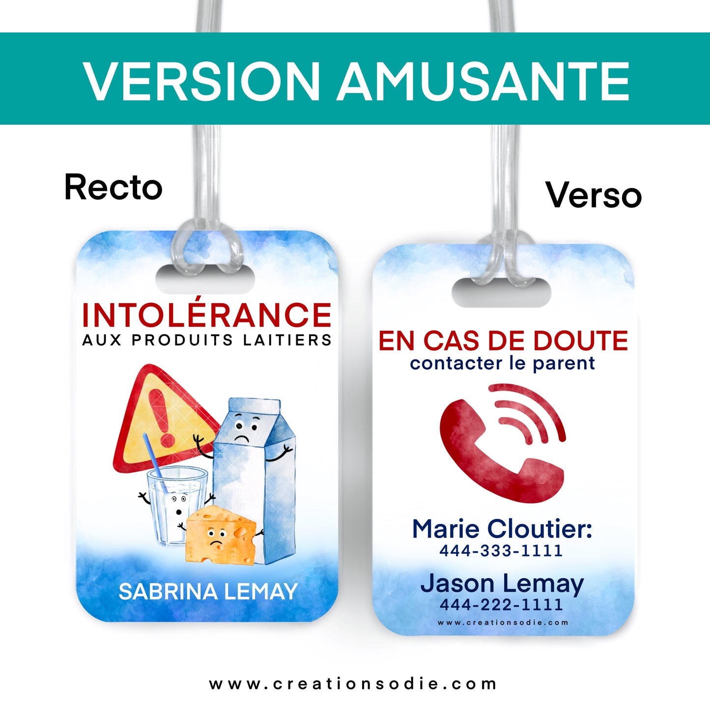 Étiquette d’alerte - Intolérance - Personnalisable