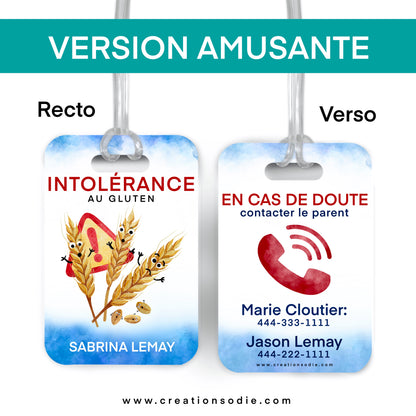 Étiquette d’alerte - Intolérance - Personnalisable