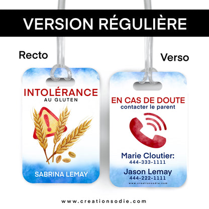 Étiquette d’alerte - Intolérance - Personnalisable