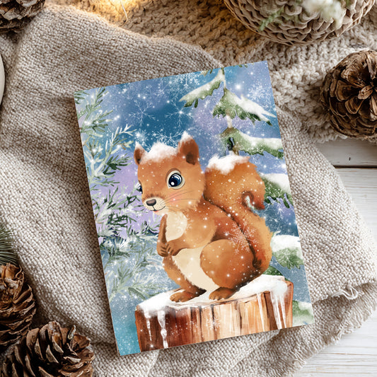 Carte - Écureuil sur une bûche de bois
