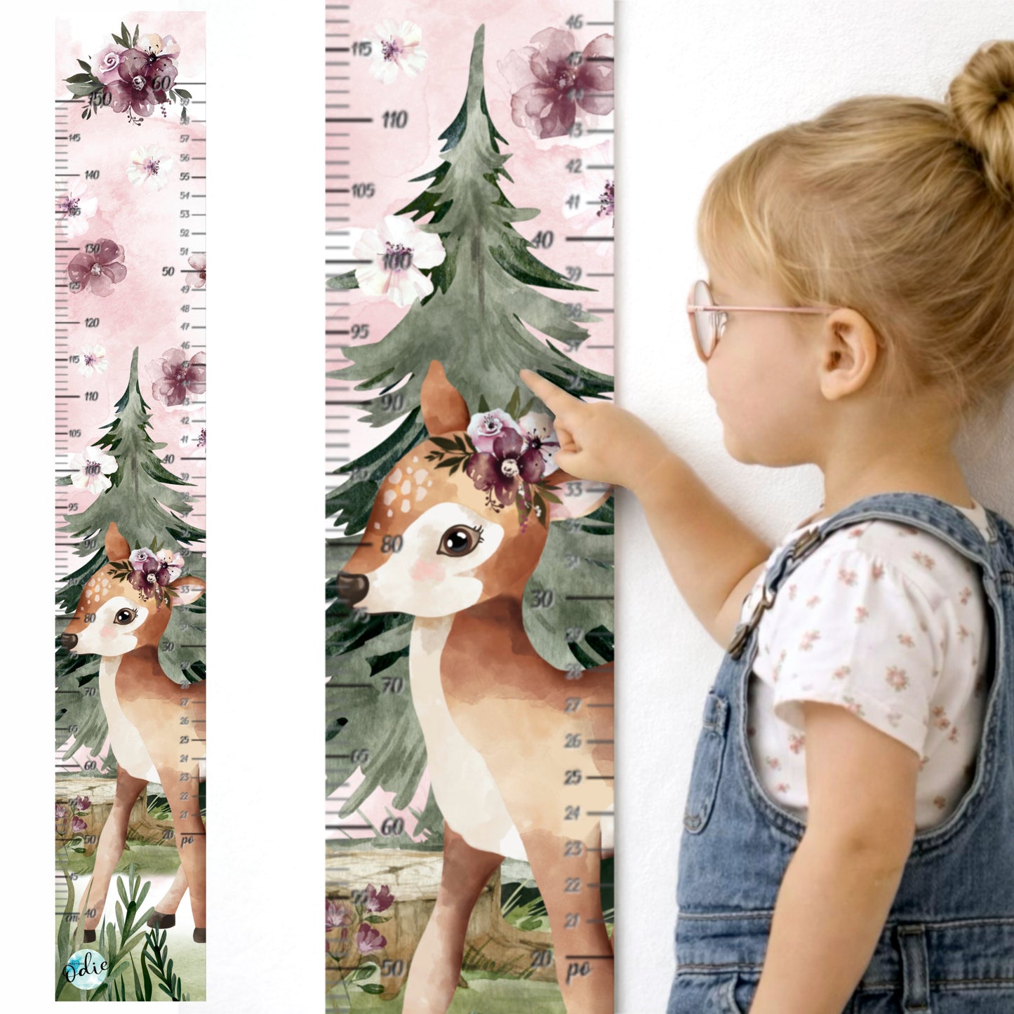 Échelle de croissance - Bébé chevreuil & fleurs