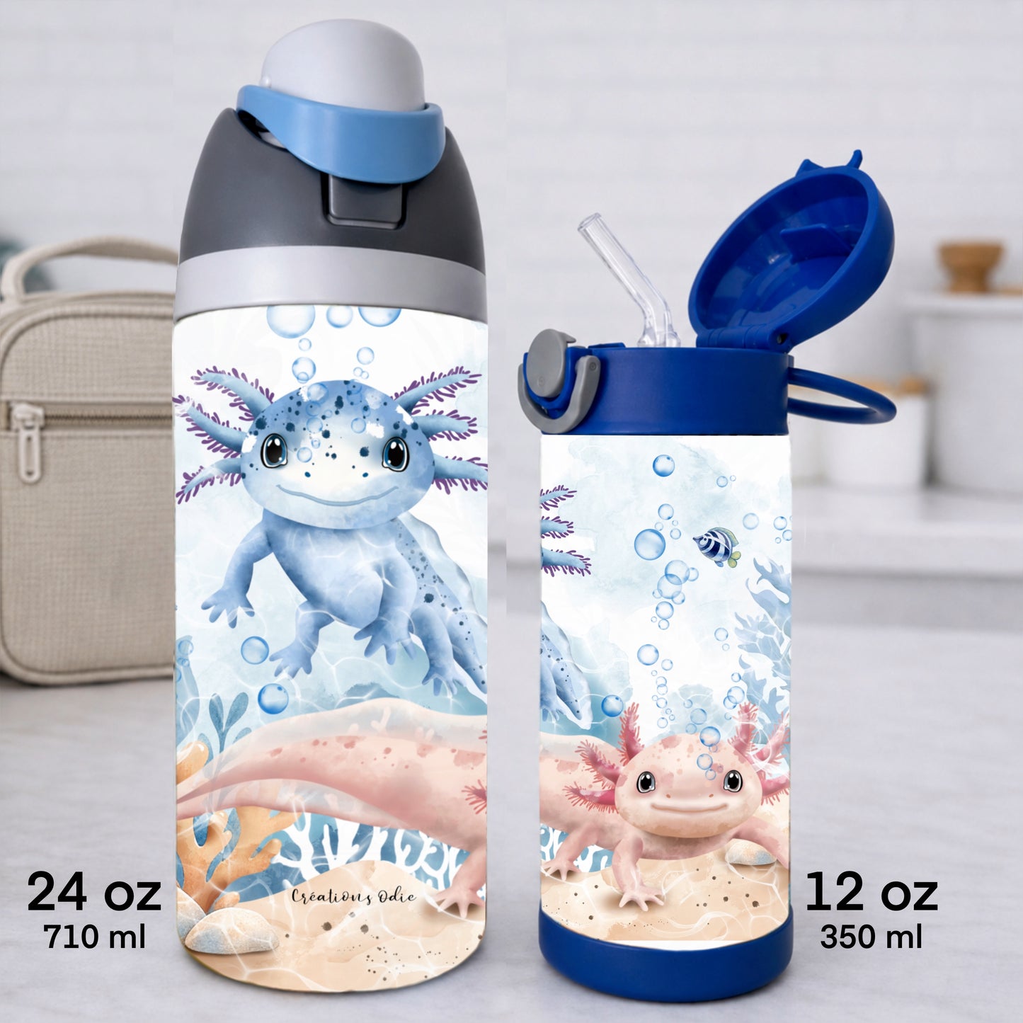 Gourde thermos - Mignons Axolotls