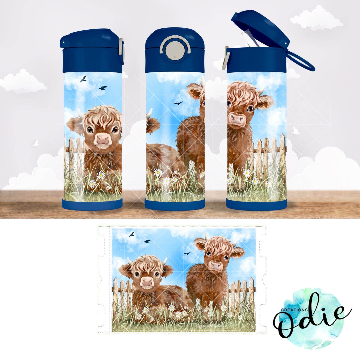 Gourde thermos - Vaches highland