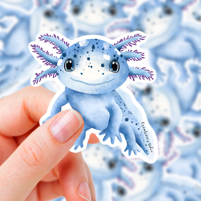 Autocollant vinyle Axolotl bleu
