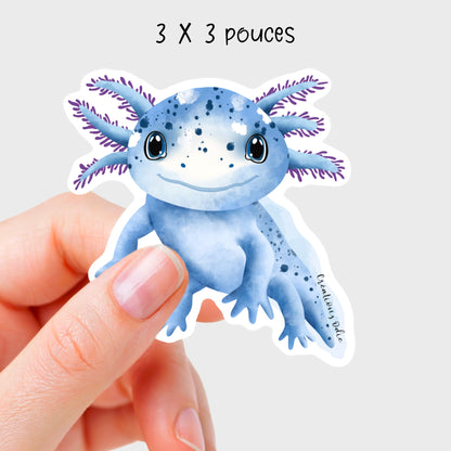 Autocollant vinyle Axolotl bleu