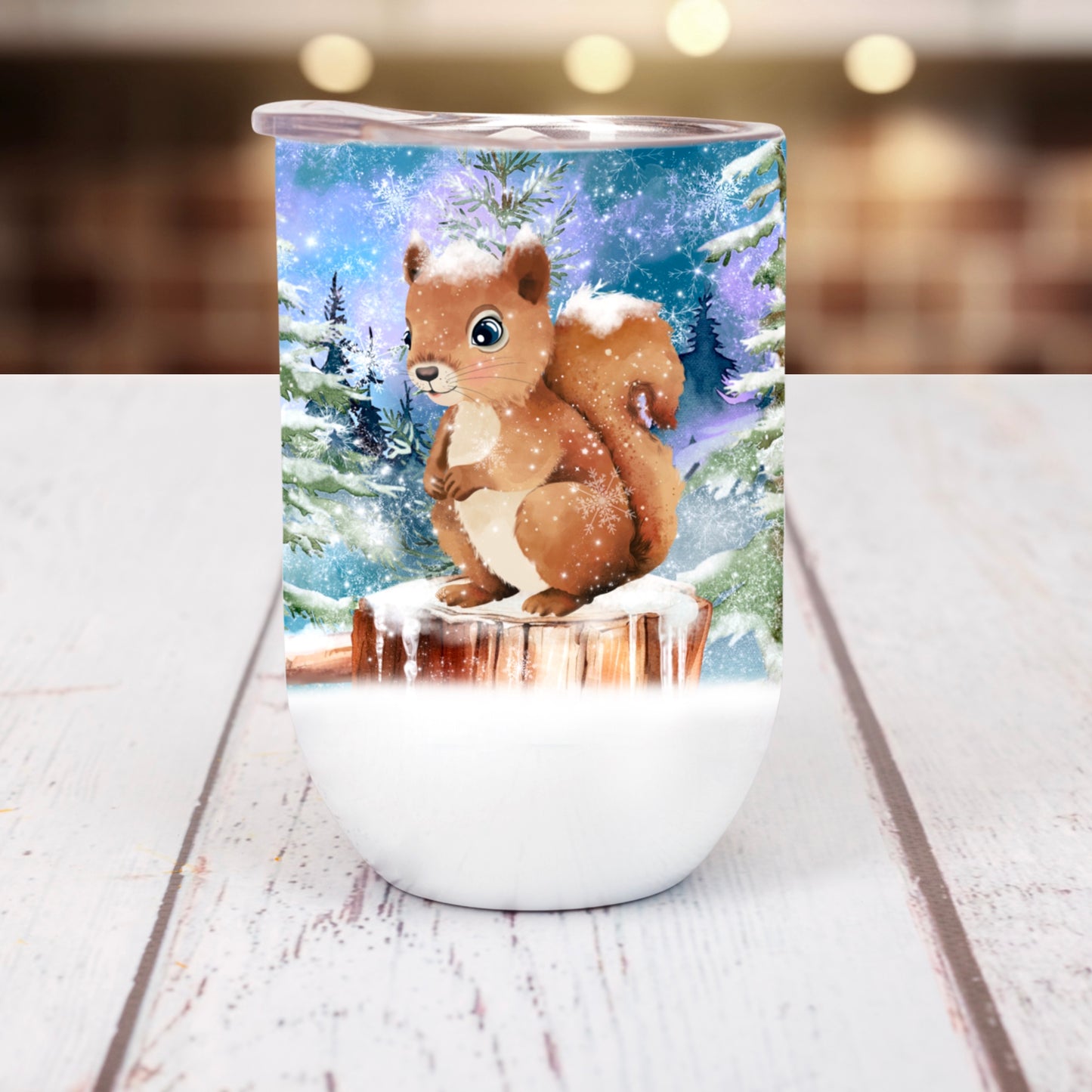 Verre isotherme - Écureuils en hiver