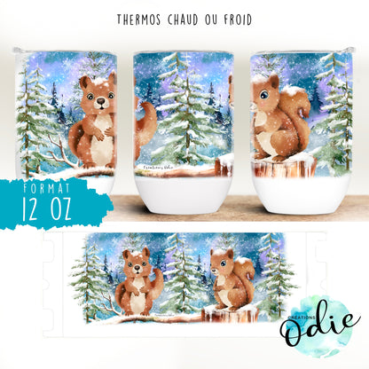 Verre isotherme - Écureuils en hiver