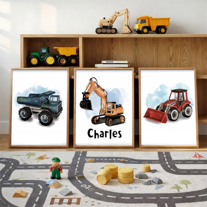 Affiches chambre enfant - Camion et tracteur