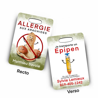 Étiquette d’alerte - Allergie aux peanuts