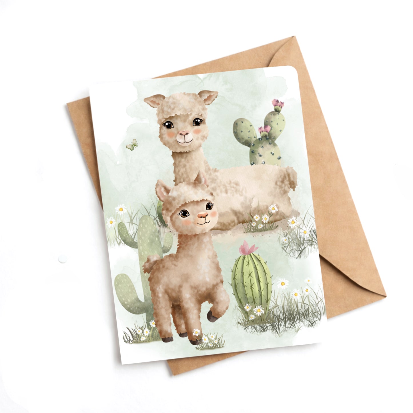 Carte - De petits alpagas et cactus