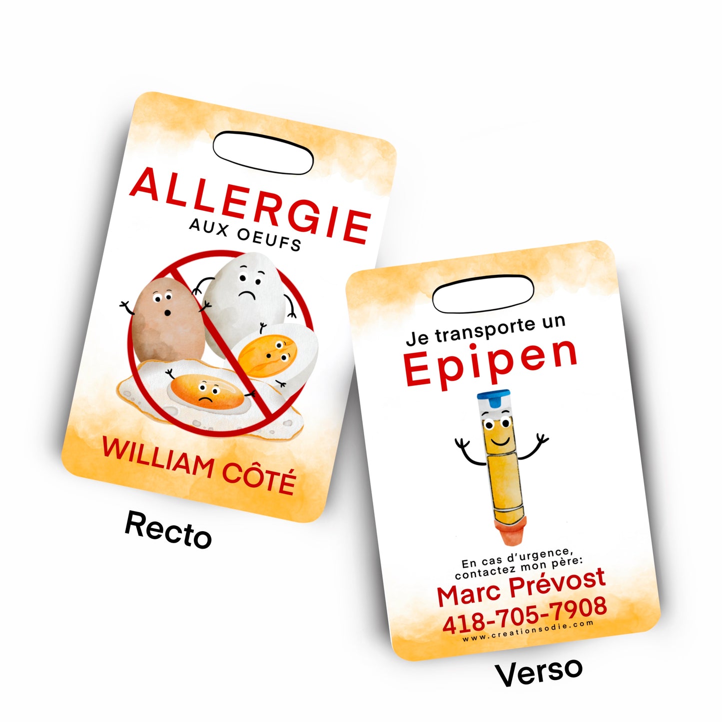 Étiquette d’alerte - Allergie aux oeufs