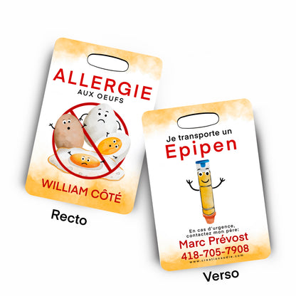 Étiquette d’alerte - Allergie aux oeufs