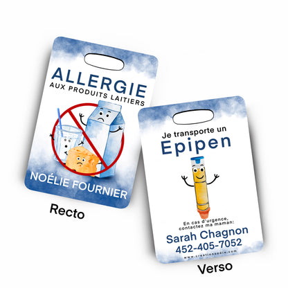 Étiquette d’alerte - Allergie aux produits laitiers