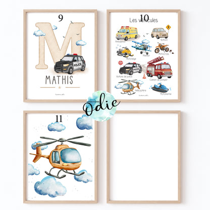 Choix d'affiche pour chambre enfant decoration vehicule auto police