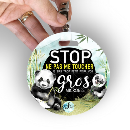 Affichette “Ne pas toucher bébé” – Poussette & siège auto (coquille) – Les petits pandas