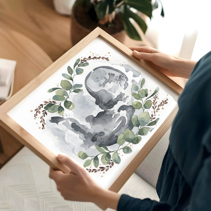 Échographie - Aquarelle personnalisée