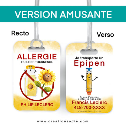 Étiquette d’alerte - Allergie Huile de tournesol