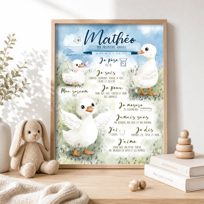 Affiche Ma première année - Les petites oies - Bébés et tout-petits - Créations Odie