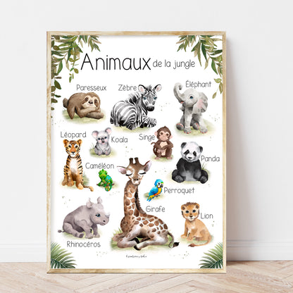 Affiche - Monde des animaux de la jungle - Affiche - Créations Odie