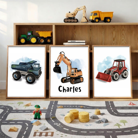 Affiches chambre enfant - Camion et tracteur - Affiche - Créations Odie