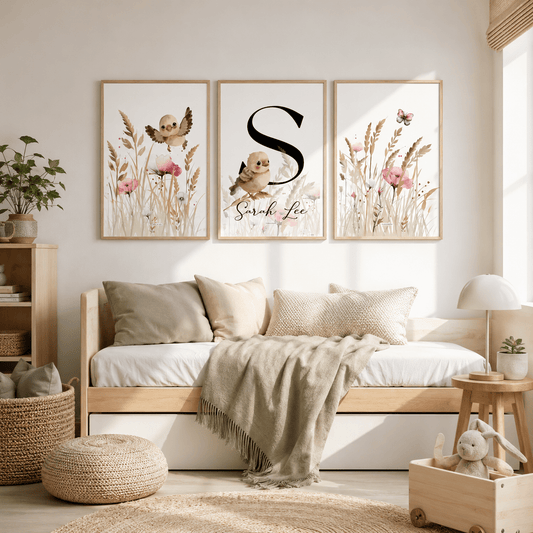 Affiches chambre enfant - Oiseaux et fleurs - Affiche - Créations Odie