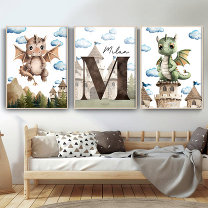 Affiches chambre enfant – Petits dragons - Affiche - Créations Odie